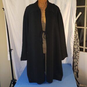 Ulla Popken Black Acrylic Long Cardigan Sweater - Relaxed Fit